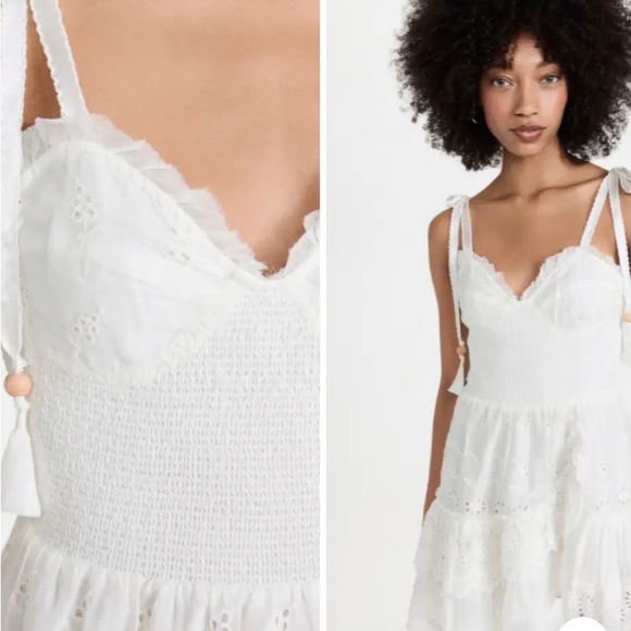 LoveShackFancy Olani Mini Dress in Ivory White - Picture 3 of 11